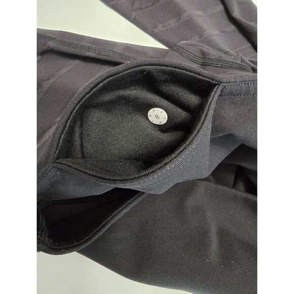 Lululemon Women's Black Mesh Striped Cropped Capri Leggings Size 8 Activewear - Picture 4 of 6